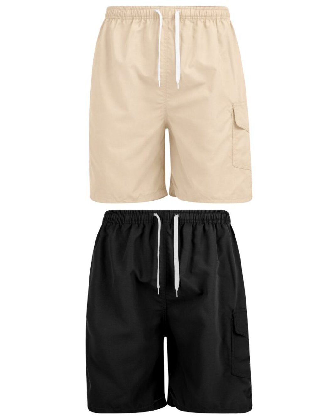 Men’s 2 Pack Cargo Swim Trunks Mesh Lined Quick Dry Beach Shorts Pockets